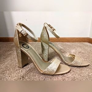 Gold glitter heels
